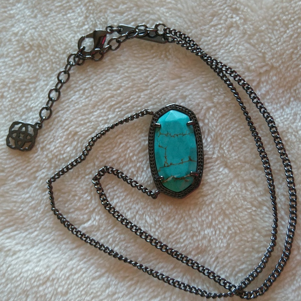 RARE KENDRA SCOTT • Gunmetal Dylan Turquoise Necklace